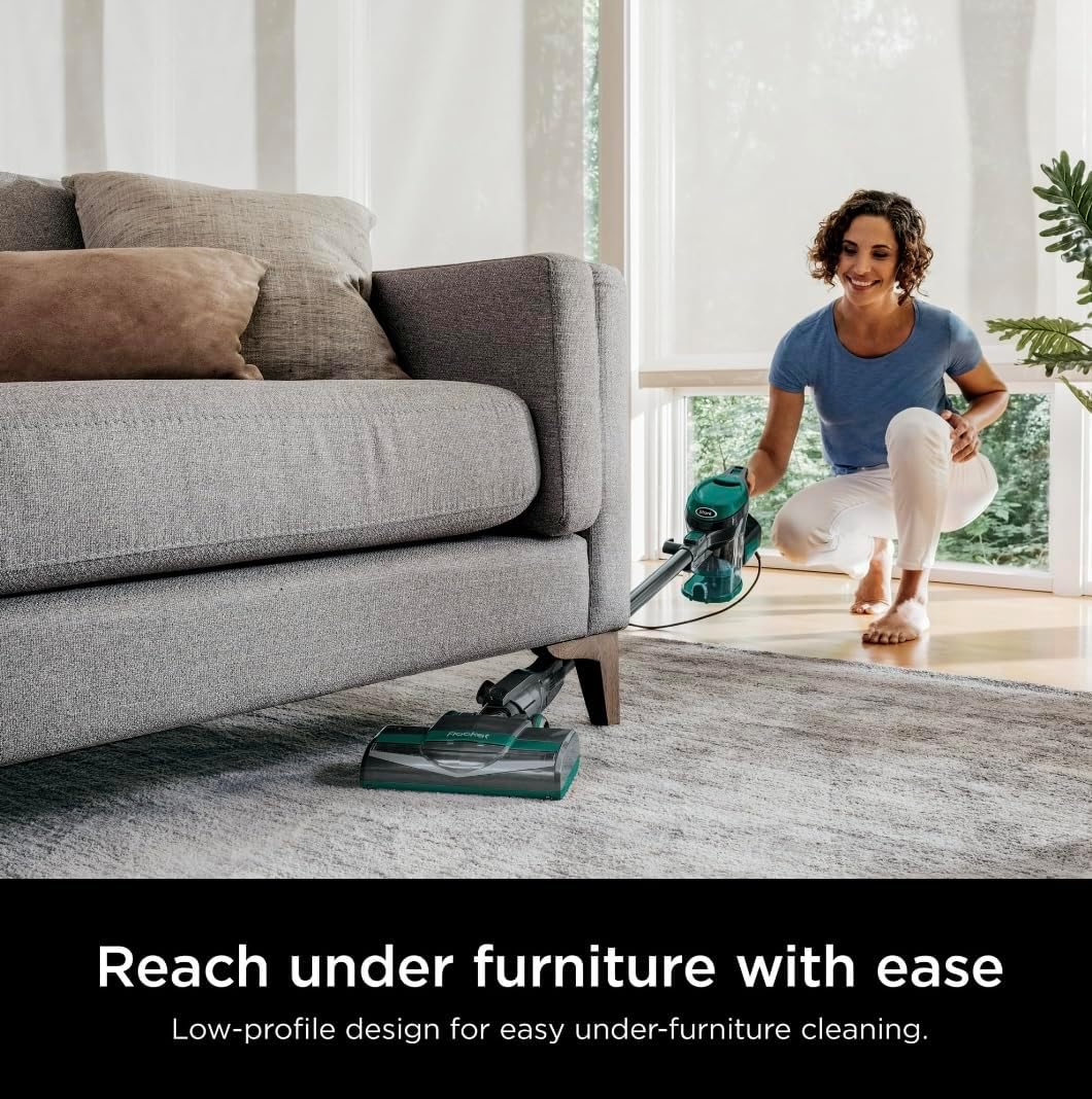 Shark Corded Stick Vacuum, Ultra-Lightweight, Swivel Steering, Powerful Deep-Cleaning, Floor-to-Ceiling Versatility, Green, CS110EM