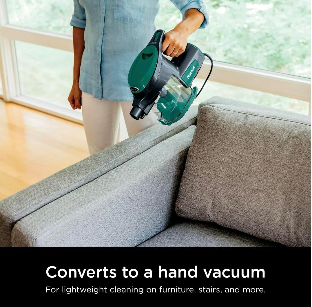 Shark Corded Stick Vacuum, Ultra-Lightweight, Swivel Steering, Powerful Deep-Cleaning, Floor-to-Ceiling Versatility, Green, CS110EM