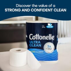 Cottonelle Ultra Clean Toilet Paper with Active CleaningRipples Texture, Strong Bath Tissue, 24 Family Mega Rolls (4 Packs of 6)