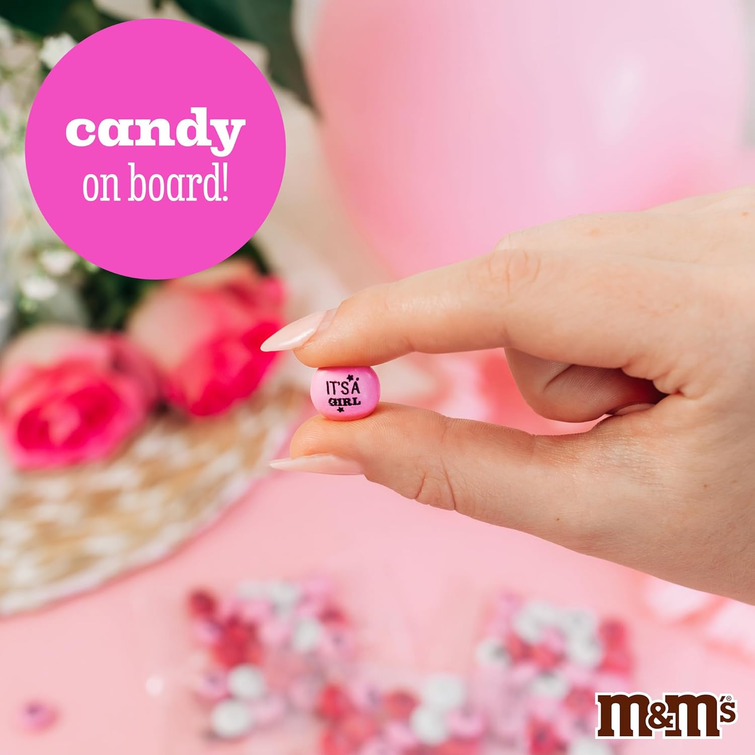 M&M’S Pink & White Milk Chocolate Candy - Baby Shower Favors for Girls, Pink & White Candy, 2 lbs Pack