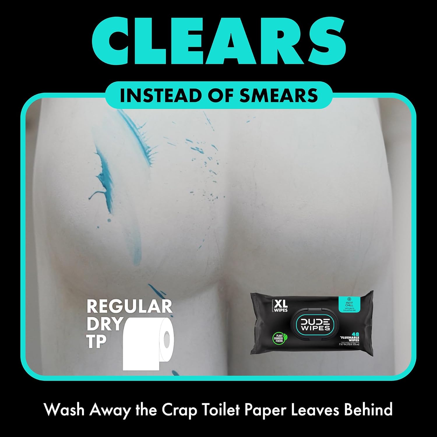 DUDE Wipes - Mint Chill Extra-Large Adult Wet Wipes with Eucalyptus & Tea Tree Oil,18 Pack, 864 Wipes, 1 Spray Bottle