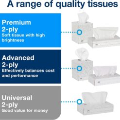 Tork Advanced Facial Tissue Flat Box White, Soft, 2-ply, 30 x 100 tissues, TF6810