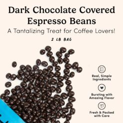 Nuts.com Dark Chocolate Covered Espresso Bean 2 Pound Bag, Great Snack for Adults, Good Source of Antioxidants & Caffeine