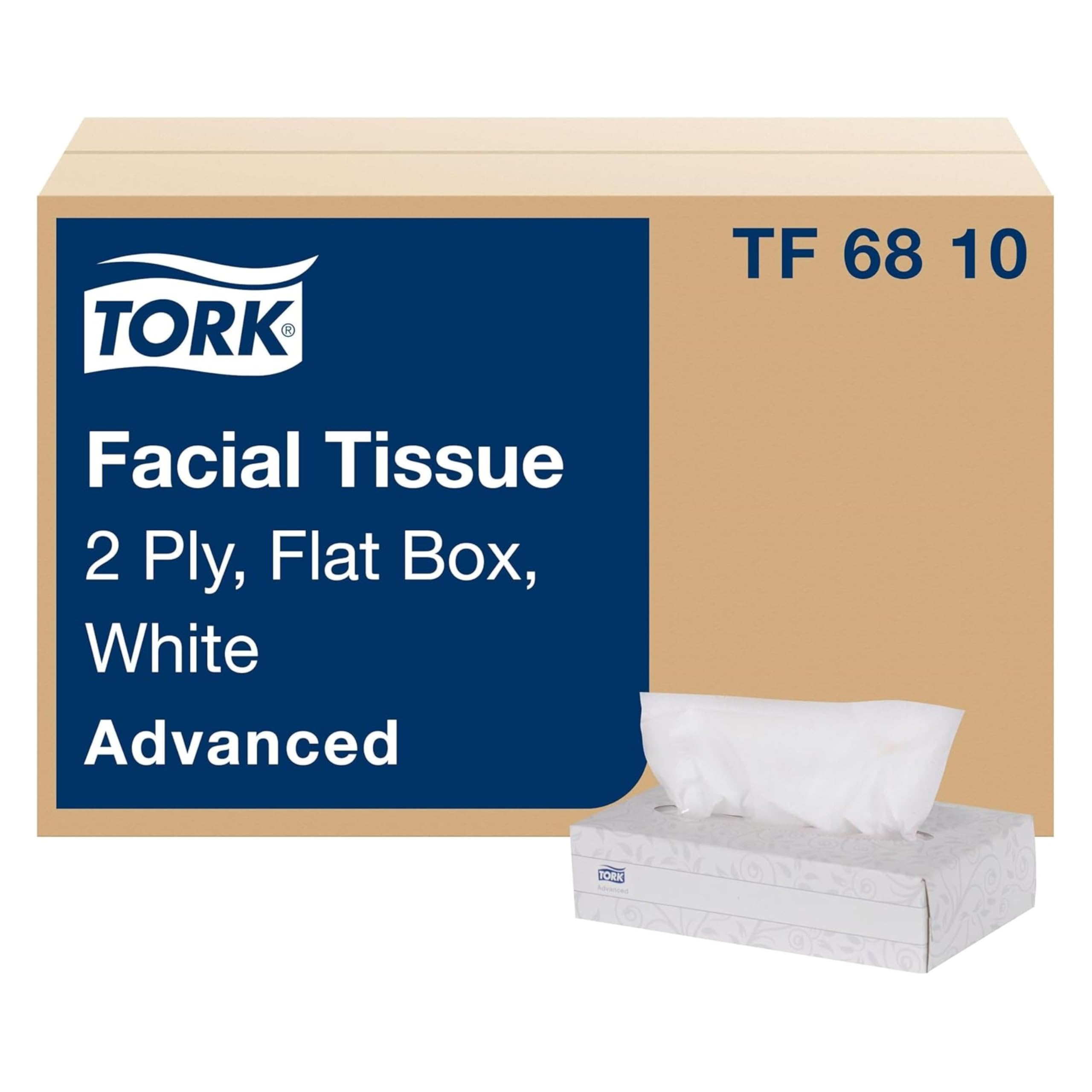 Tork Advanced Facial Tissue Flat Box White, Soft, 2-ply, 30 x 100 tissues, TF6810