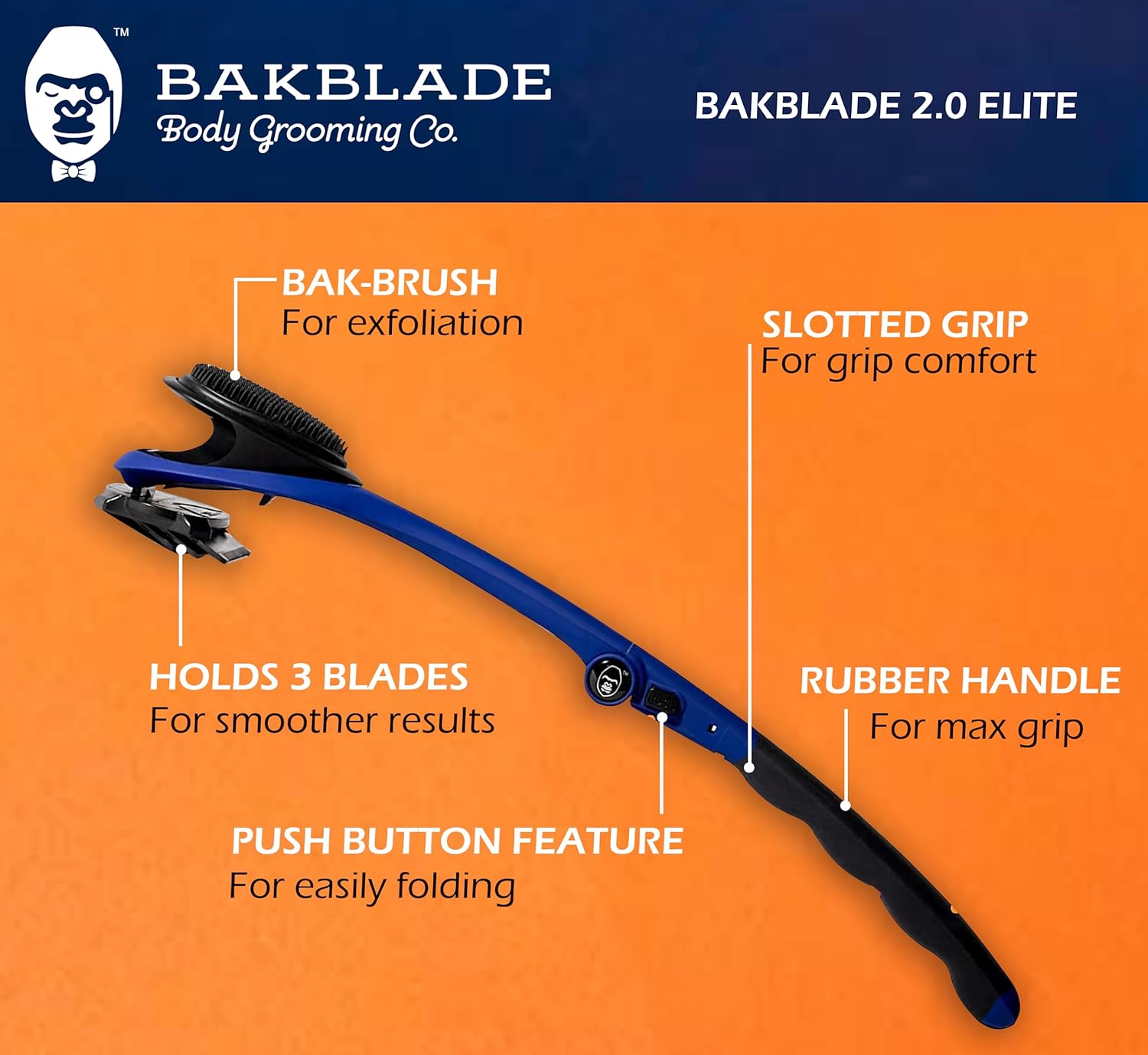 Bakblade 2.0/ELITE PLUS - Back Hair Removal and Body Shaver (DIY)