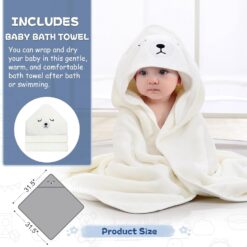 MoreFeel Collapsible Baby Bathtub for Newborn with Thermometer & 1 Hooded Towel & 1 Soft Floating Cushion, Navy Blue