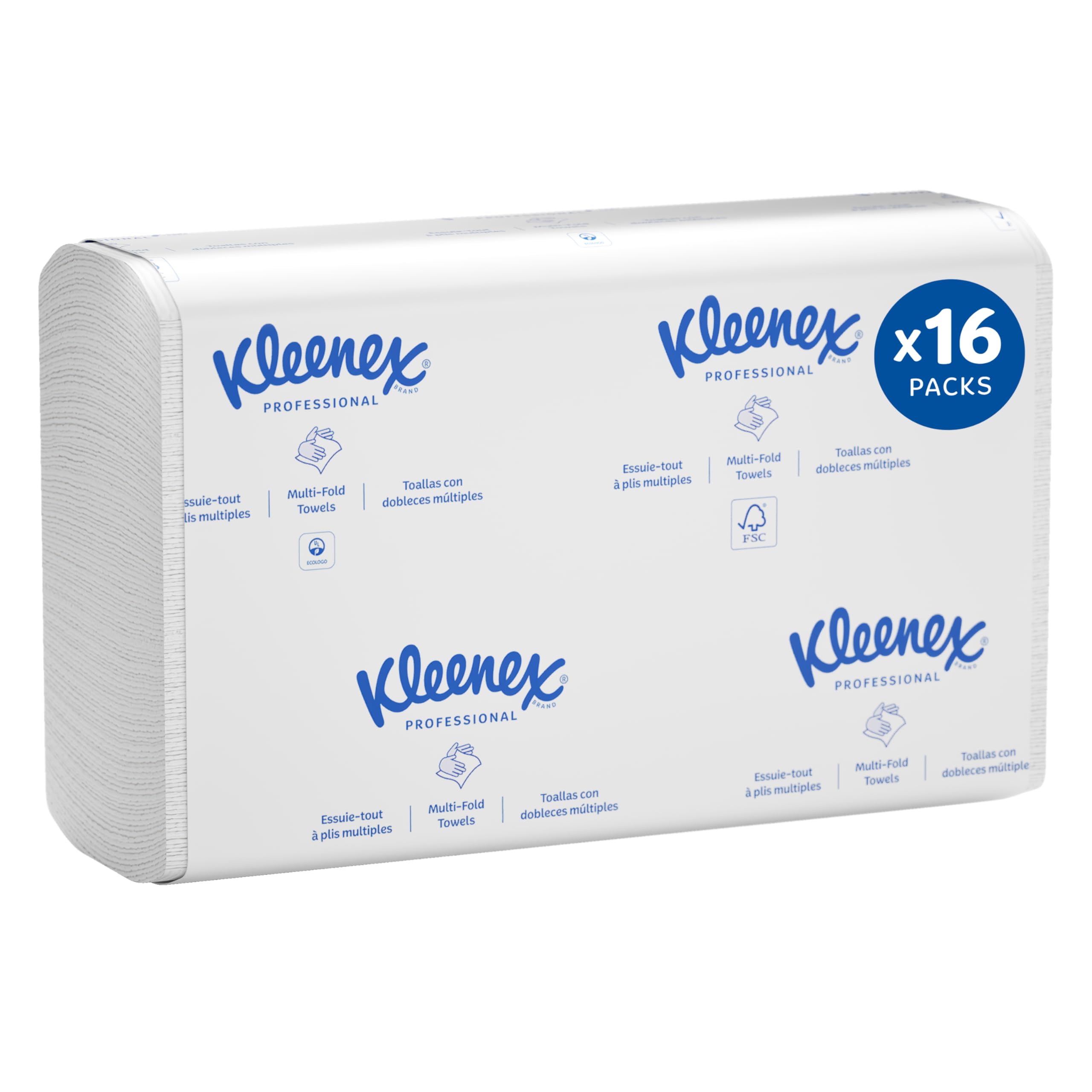 Kleenex C-Fold Paper Towels, Bulk (01500), Absorbent, White (150 Sheets/Pack, 16 Packs/Case, 2,400 Sheet Total)