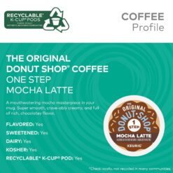 The Original Donut Shop Mocha One-Step Latte, Single Serve Coffee K-Cup Pod, Flavored Coffee, 60 Count (6 Packs of 10)