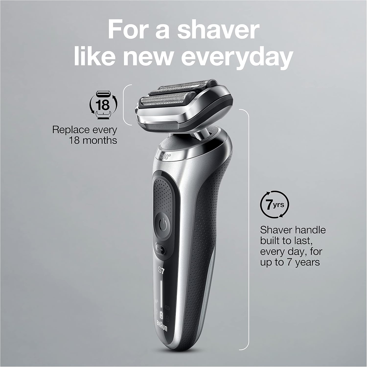 Braun Series 7 7032cs Flex Electric Razor for Men, Wet & Dry, Electric Razor, Cordless Foil Shaver, Silver