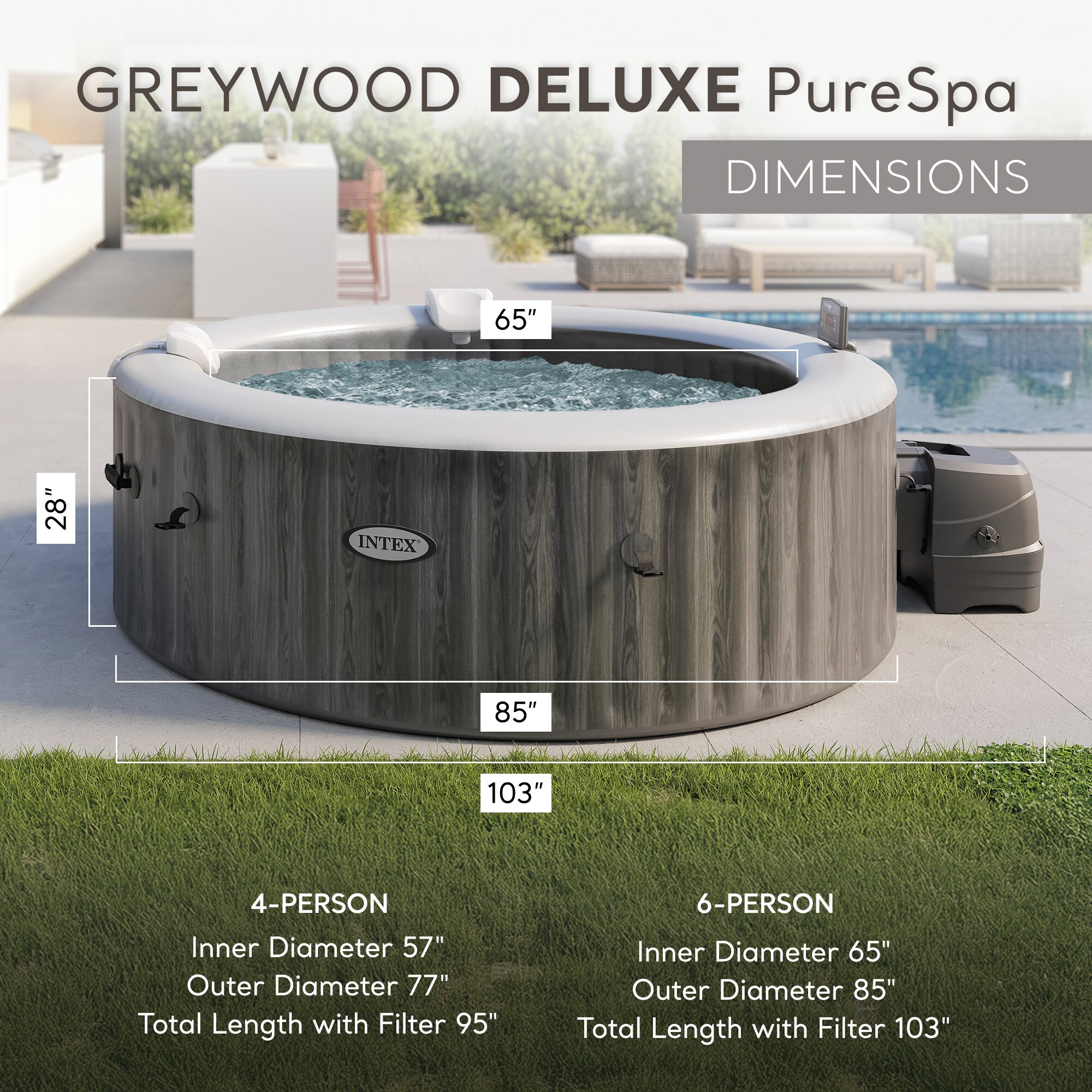 Intex PureSpa Plus Inflatable Bubble Jet Hot Tub and Replacement Filters (8 Pack) - Image 3
