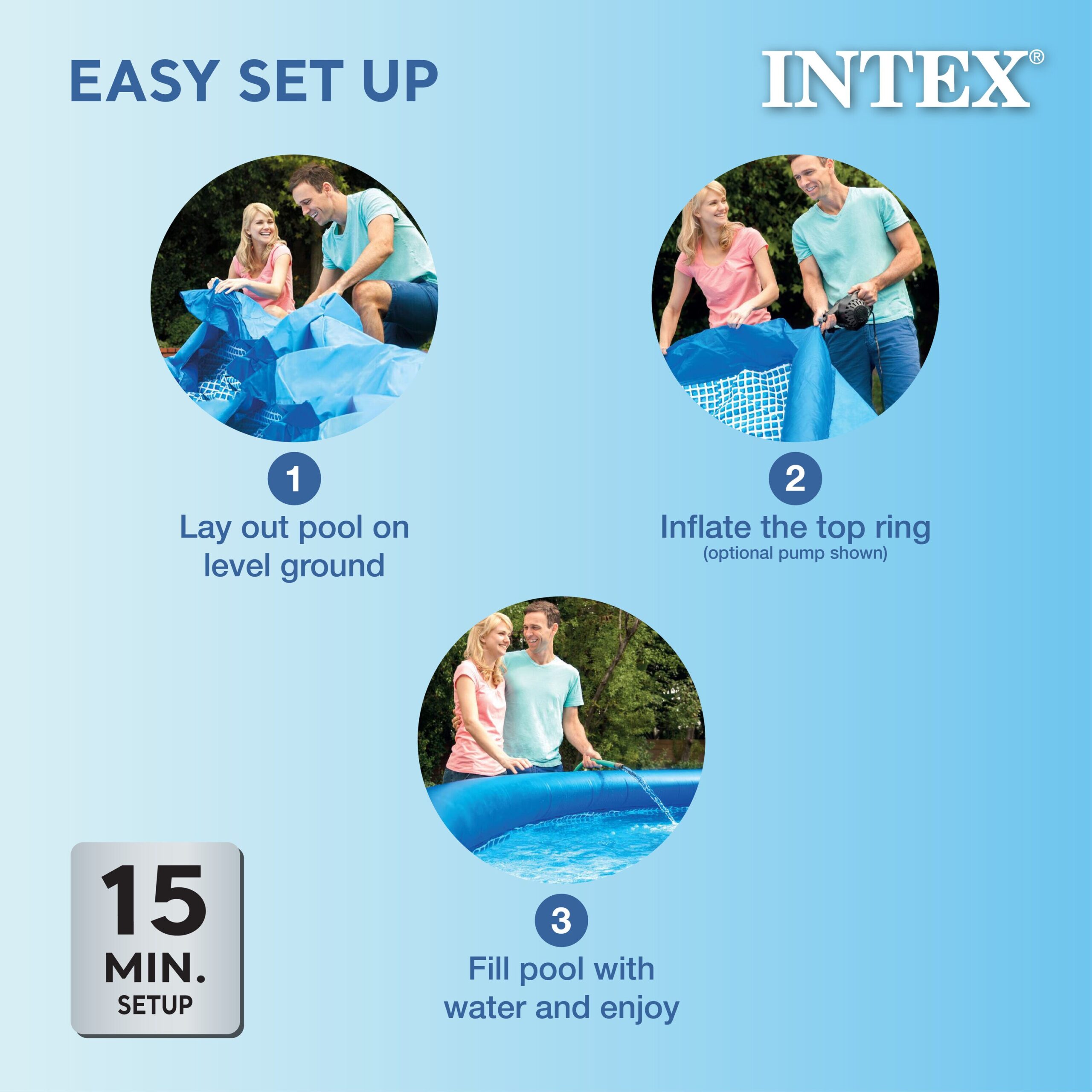 Intex 15ft x 48in Inflatable Easy Set Above Ground Swimming Pool with Ladder and Pump - Image 6