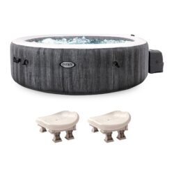Intex PureSpa Plus Inflatable Bubble Jet Hot Tub with Non-Slip Seats (2 Pack)
