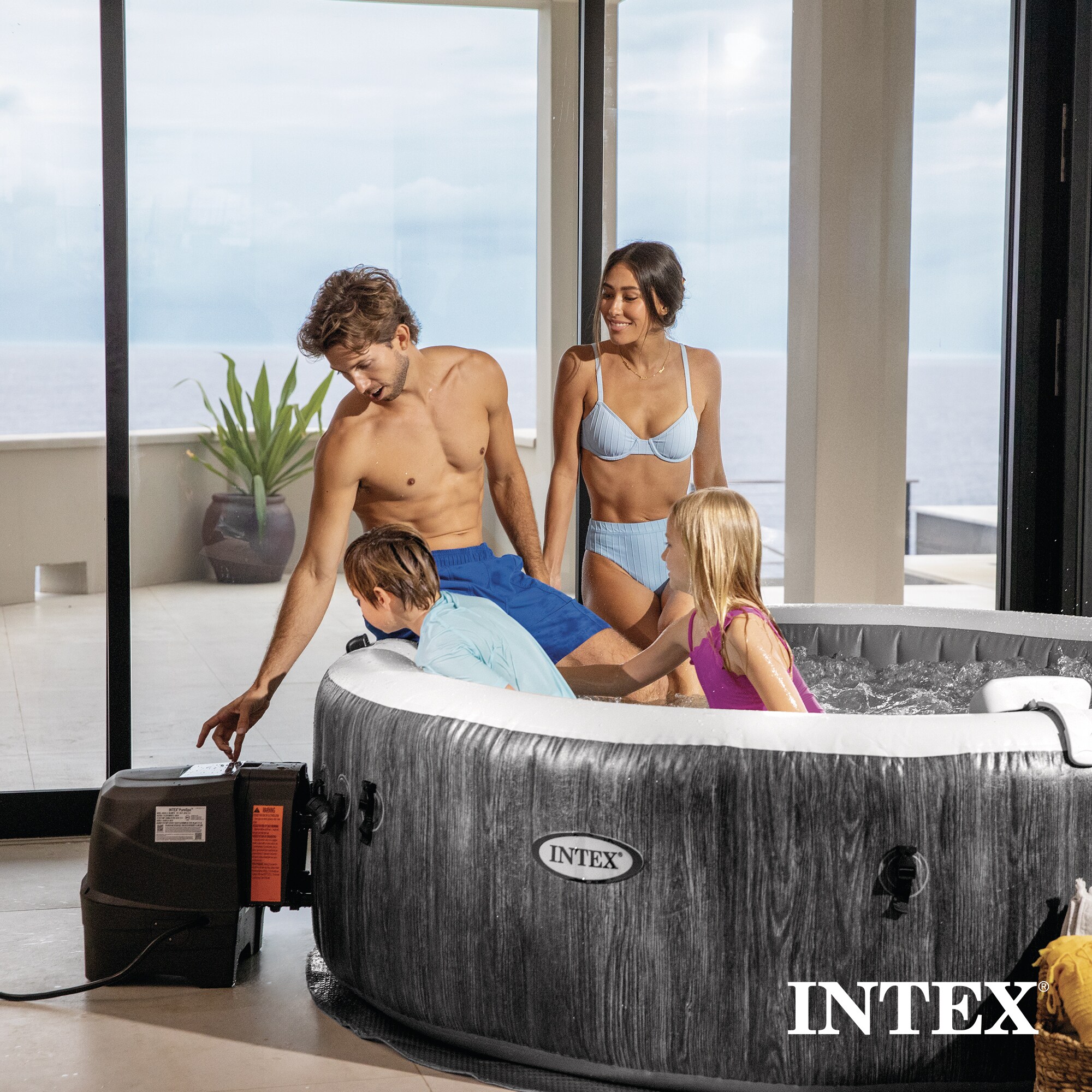Intex PureSpa Plus Inflatable Bubble Jet Hot Tub with Non-Slip Seats (2 Pack) - Image 7