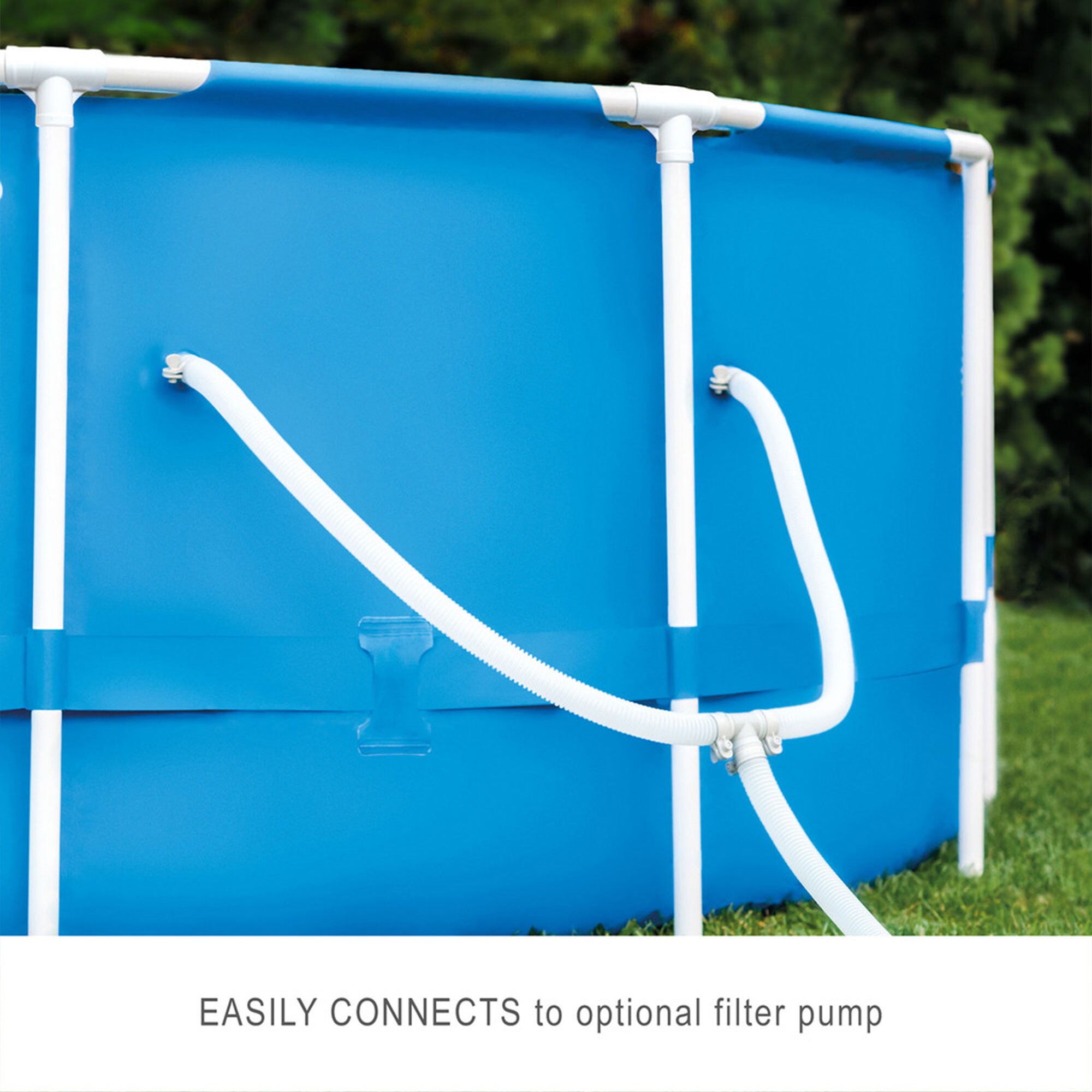 Intex 15-Feet x 15-Feet x 48-Inches Metal frame Round Above-Ground Pool with Filter Pump, Ground Cloth, Pool Cover, Ladder - Image 7