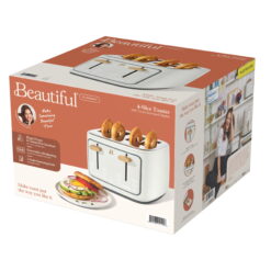 Beautiful 4-Slice Toaster with Touch-Activated Display, White Icing by Drew Barrymore