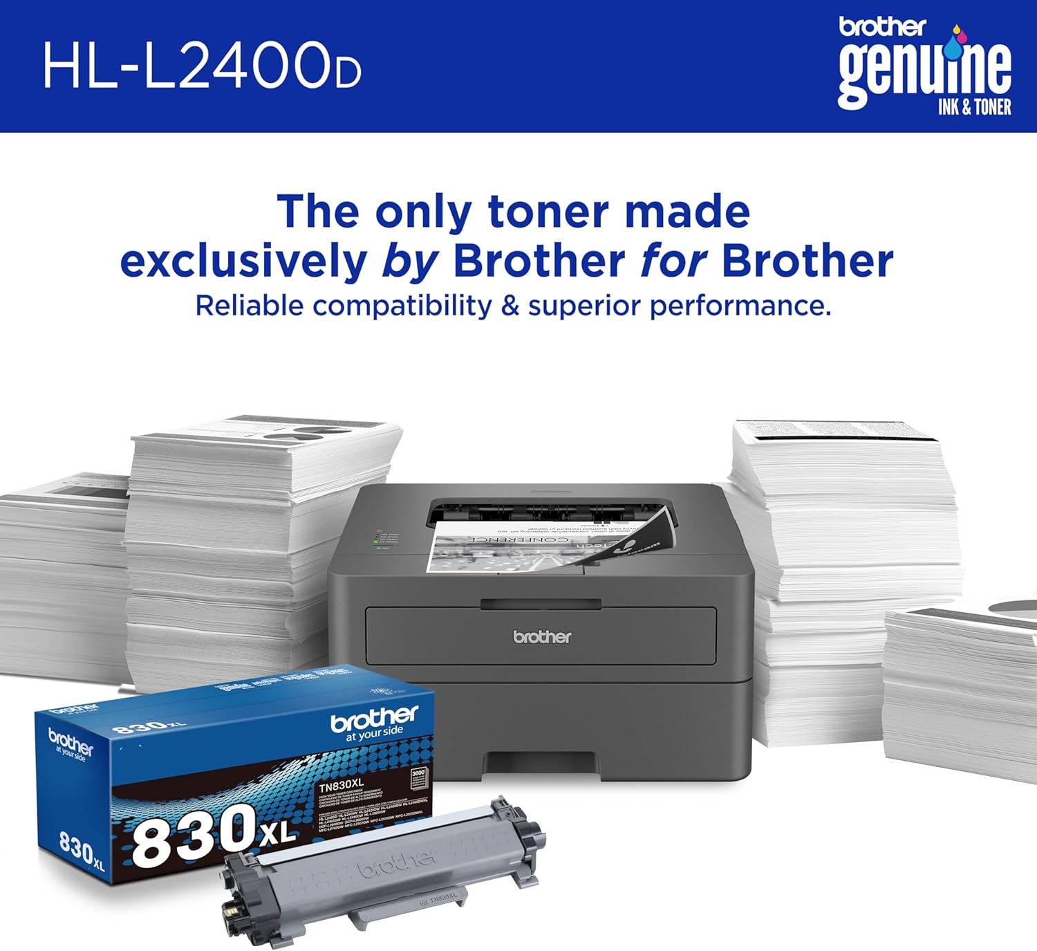 Brother HL-L2400D Compact Laser Printer, Single-Function, Print (9092806)