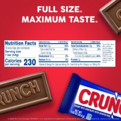 CRUNCH Bulk 18 Pack, Milk Chocolate and Crisped Rice, Full Size Holiday Candy Bars, Stocking Stuffers, Individually Wrapped, 1.55 oz Each
