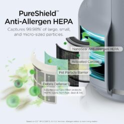 Shark NeverChange Air Purifier Compact Pro with Long-lasting HEPA Exceeding Filtration, HP071BRN
