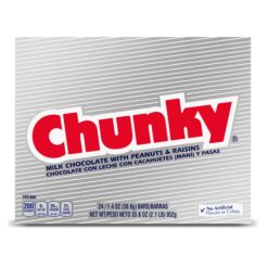 Chunky Bulk 24 Pack, Milk Chocolate with Peanuts and Raisins Individually Wrapped Candy Bars, 33.6 Oz