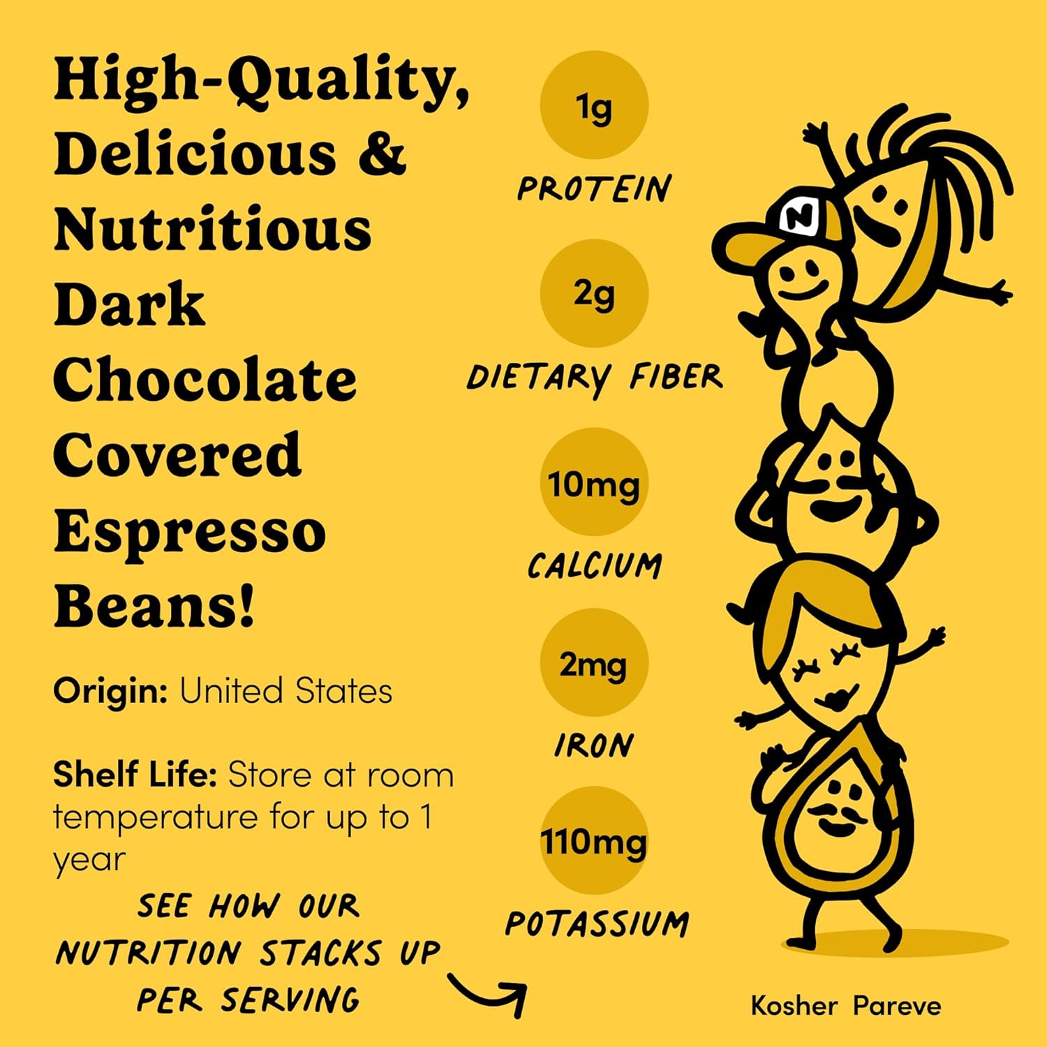 Nuts.com Dark Chocolate Covered Espresso Bean 2 Pound Bag, Great Snack for Adults, Good Source of Antioxidants & Caffeine