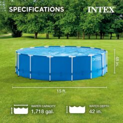 Alternative view of Intex 15-Feet x 15-Feet x 48-Inches Metal frame Round Above-Ground Pool with Filter Pump, Ground Cloth, Pool Cover, Ladder