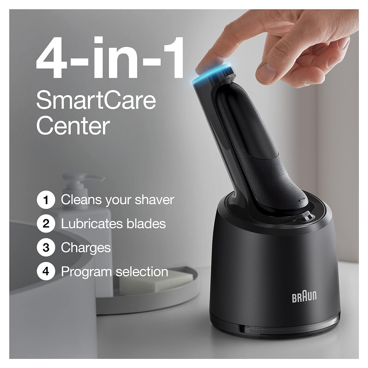 Braun Series 7 7075cc Electric Razor for Men with SmartCare Center, Beard Trimmer, Wet & Dry, Rechargeable, Cordless Foil Shaver, Black
