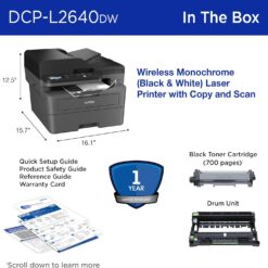 Brother Wireless DCP-L2640DW Compact Monochrome Multi-Function Laser Printer with Print, Copy and Scan, Duplex and Mobile Printing