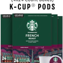 Starbucks K-Cup Coffee Pods, Dark Roast Coffee, French Roast for Keurig Brewers, 100% Arabica, 4 boxes (96 pods total)