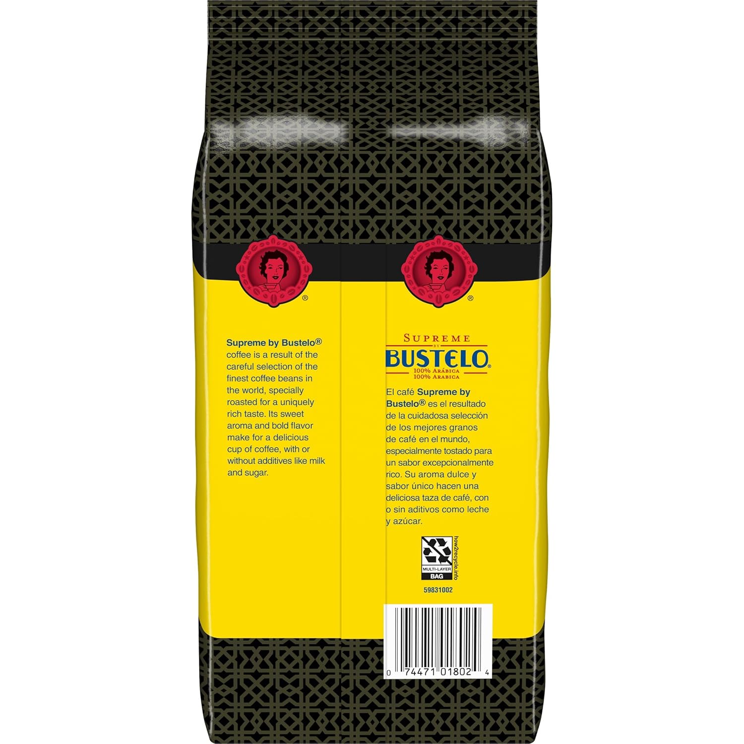 Café Bustelo Supreme by Bustelo Espresso Style Dark Roast Whole Bean Coffee, 16 Ounce (Pack of 6)