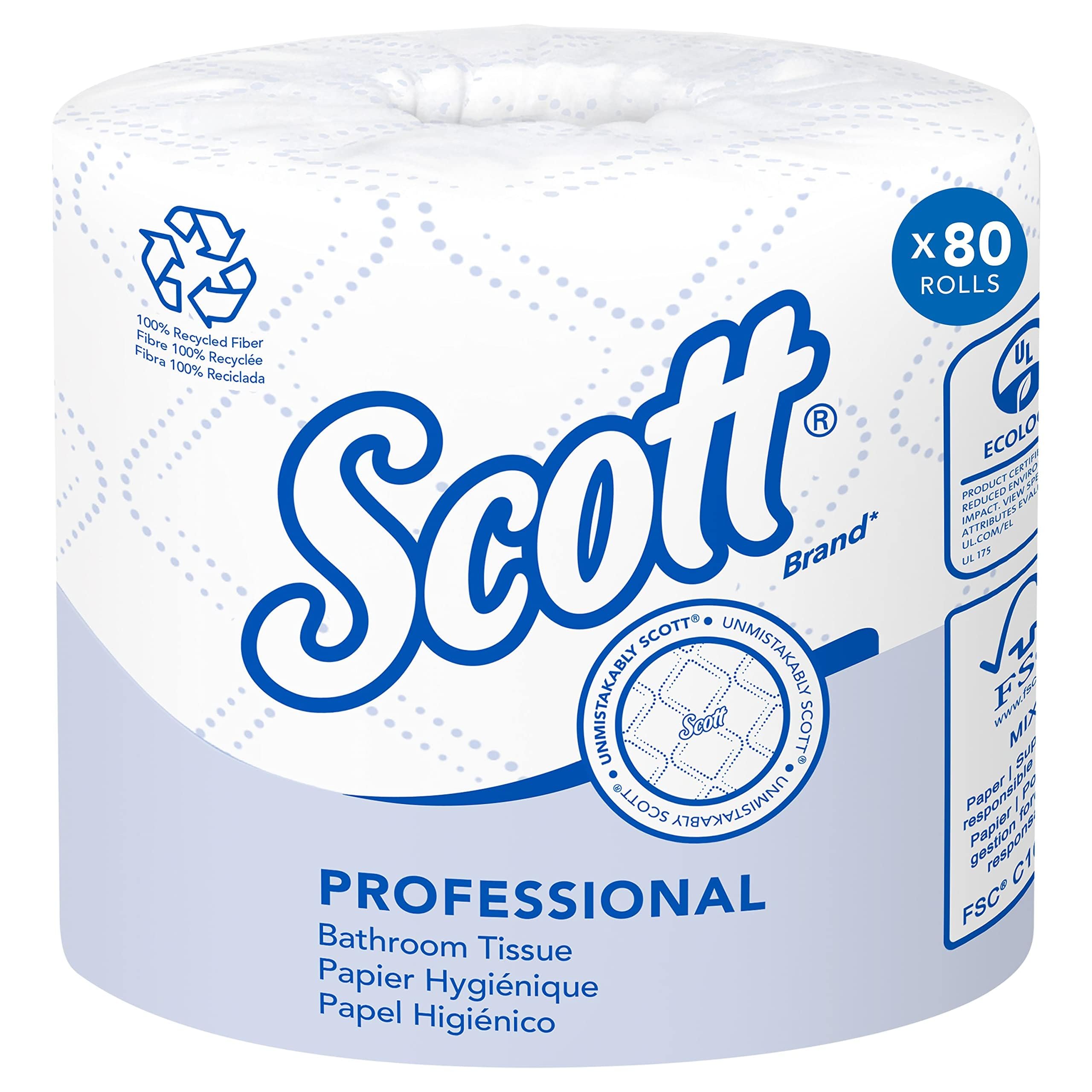 Scott Professional 100% Recycled Fiber Standard Roll Bulk Toilet Paper, 2-Ply, White, (80 Rolls of 473 Sheets, 37,840 Sheet Total)