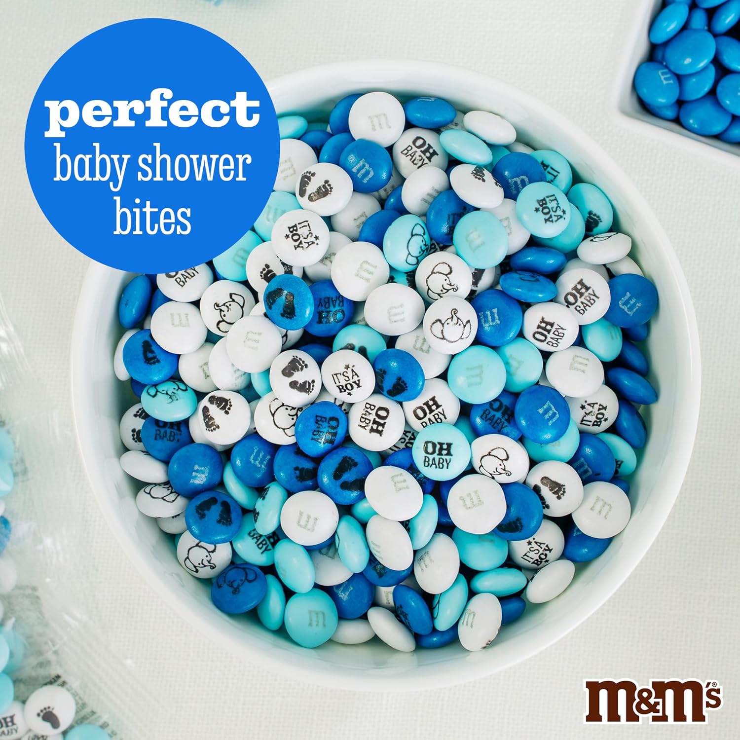 M&M’S It's A Boy Milk Chocolate Candy - 2lbs of White & Blue Candy For Boy Baby Shower Decorations