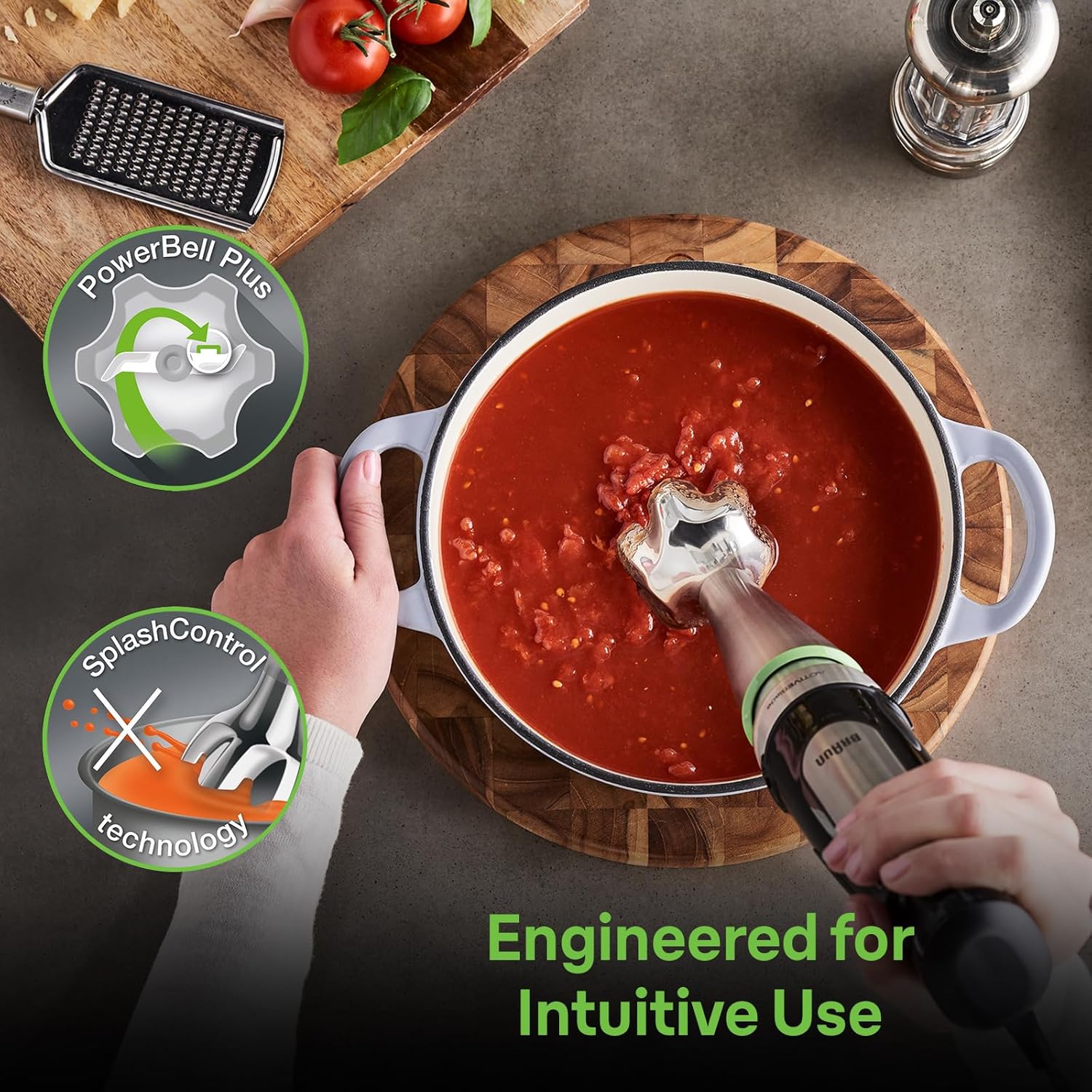 Braun MultiQuick 7 Smart-Speed Hand Blender with 500 Watts of Power, Whisk, Masher, and 6-Cup Food Processor