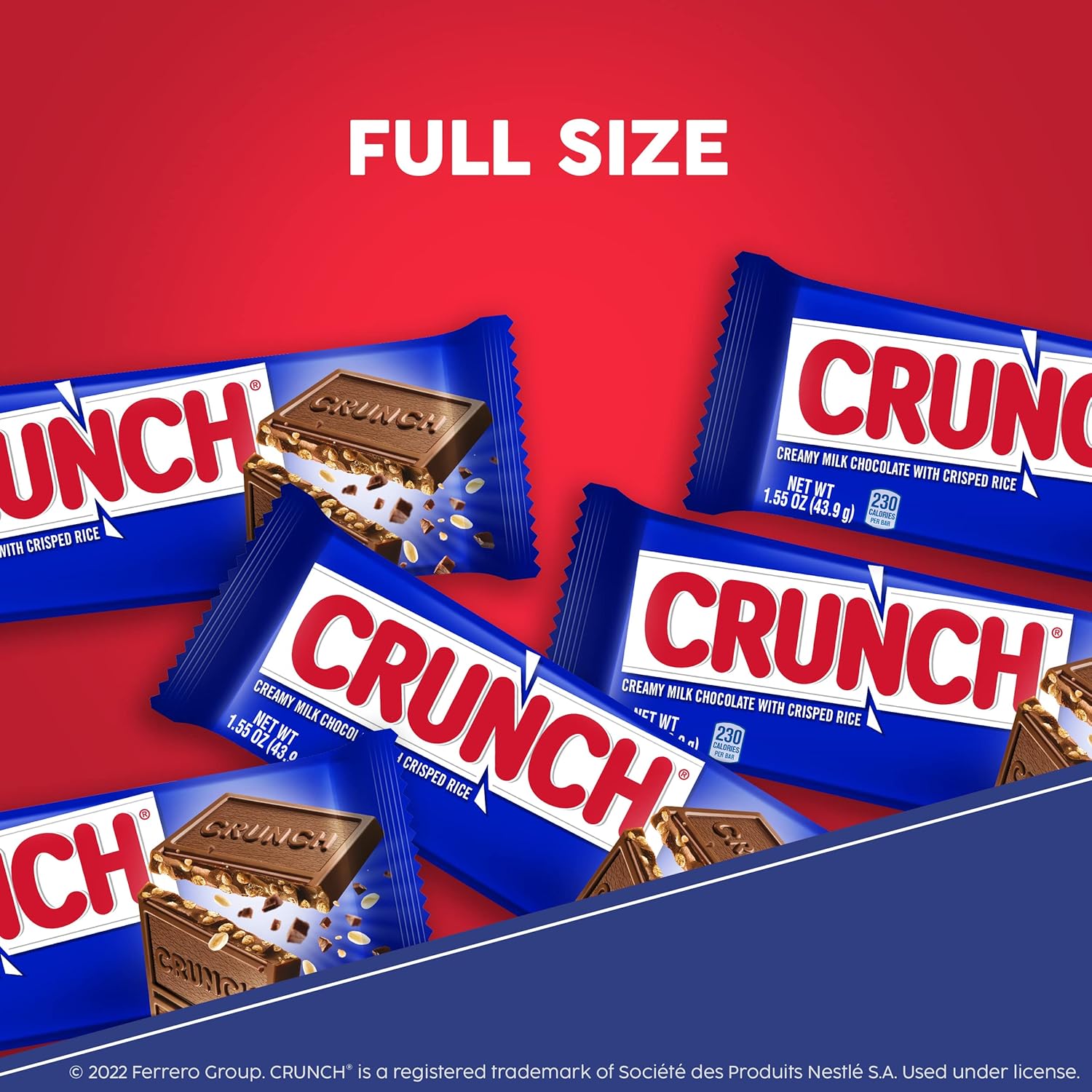 CRUNCH Bulk 18 Pack, Milk Chocolate and Crisped Rice, Full Size Holiday Candy Bars, Stocking Stuffers, Individually Wrapped, 1.55 oz Each
