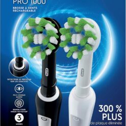 Oral-B Pro 1000 CrossAction Electric Toothbrush, Black and White, 2 Count
