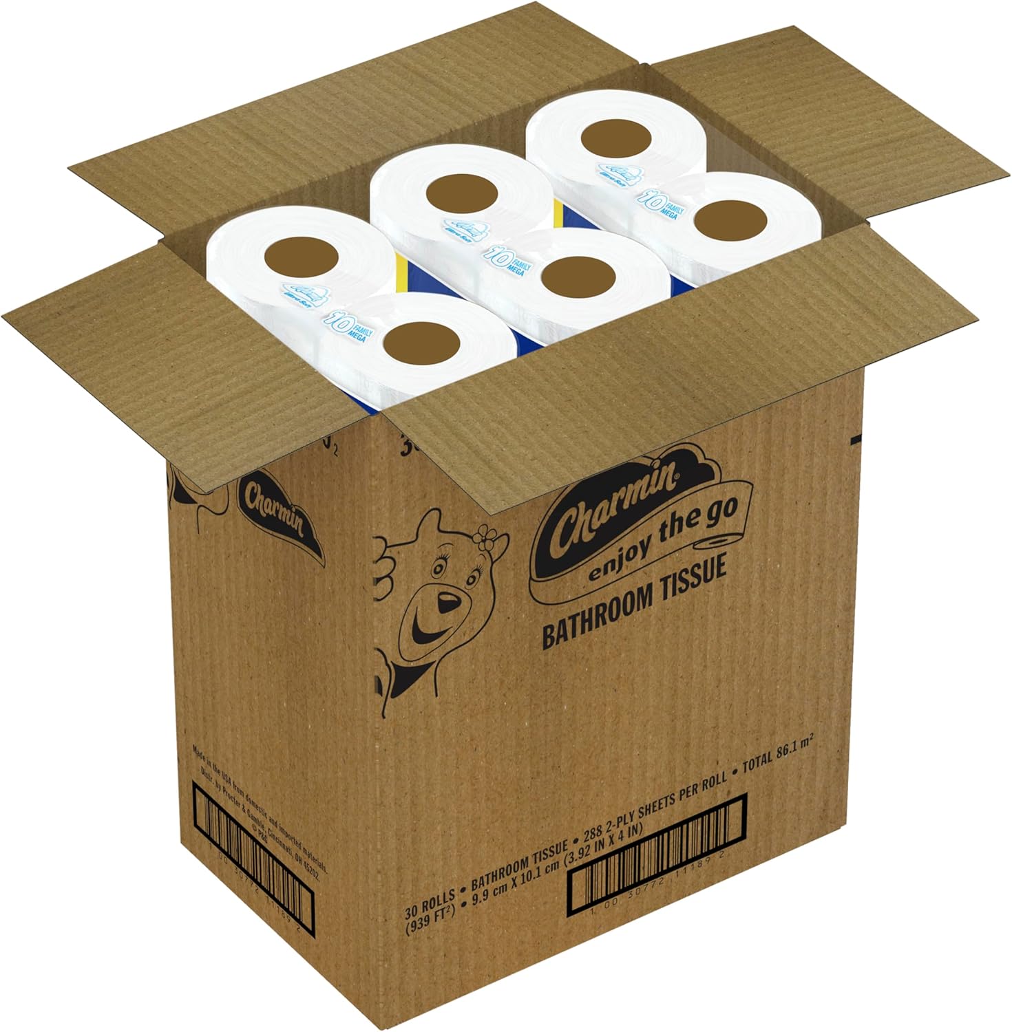 Charmin Ultra Soft Cushiony Touch Toilet Paper, 30 Family Mega Rolls = 153 Regular Rolls