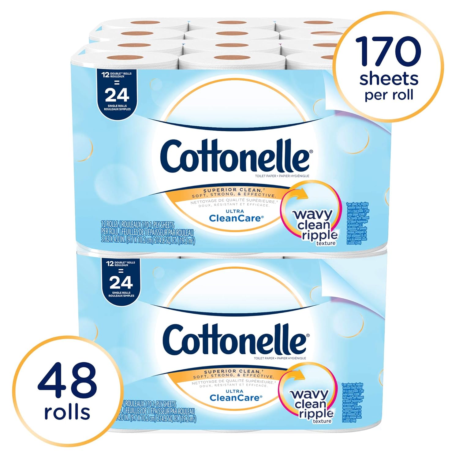 Cottonelle Professional Standard Roll Bulk Toilet Paper (12456), White (48 Rolls of 170 Sheets, 8,160 Sheet Total)