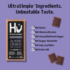 Hu Chocolate Bars, 12 Pack Almond Crunch Chocolate, Fair Trade Dark Chocolate, 2.1oz Each