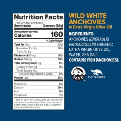 Wild Planet Wild White Anchovies in Extra Virgin Olive Oil, Tinned Fish, 4.4 Ounce, Pack of 12