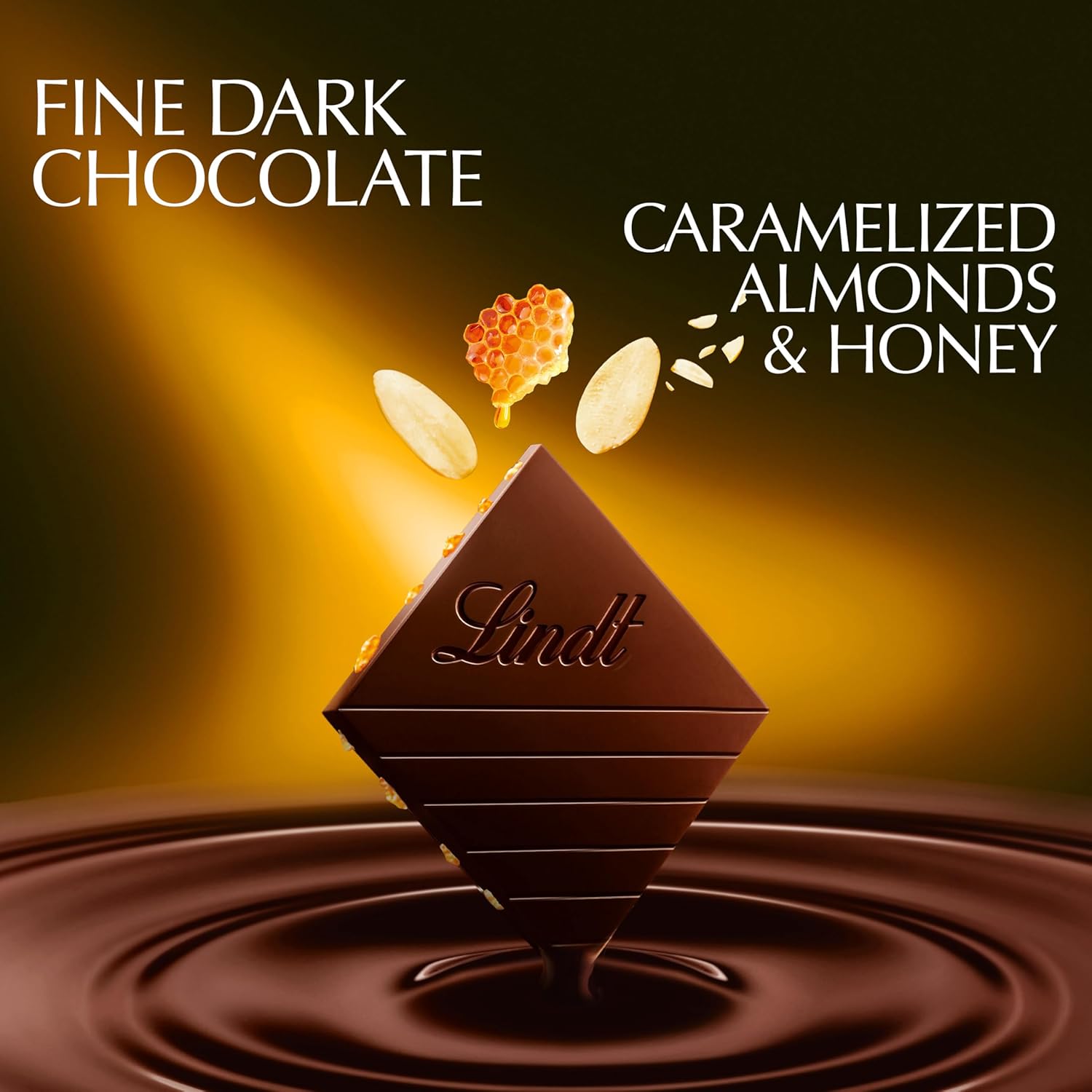Lindt EXCELLENCE Almond with a Touch of Honey Dark Chocolate Bar, Dark Chocolate Candy, 3.5 oz. Bar (12 Pack)