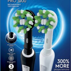 Oral-B Pro 1000 CrossAction Electric Toothbrush, Black and White, 2 Count