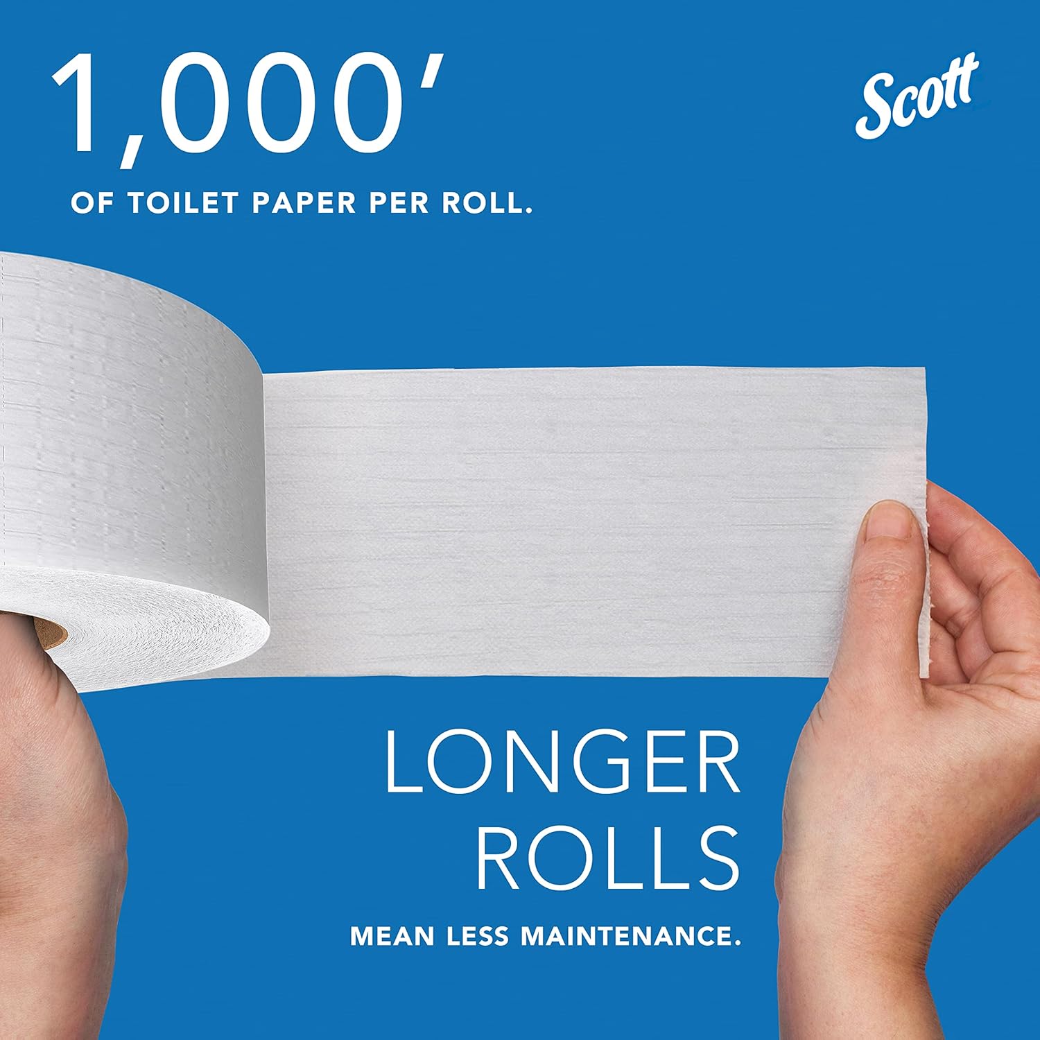 Scott Professional 100% Recycled Fiber High-Capacity Jumbo Roll Bulk Toilet Paper, 2-Ply, White,(12 Rolls at 1,000' Each, 12,000'/Case)