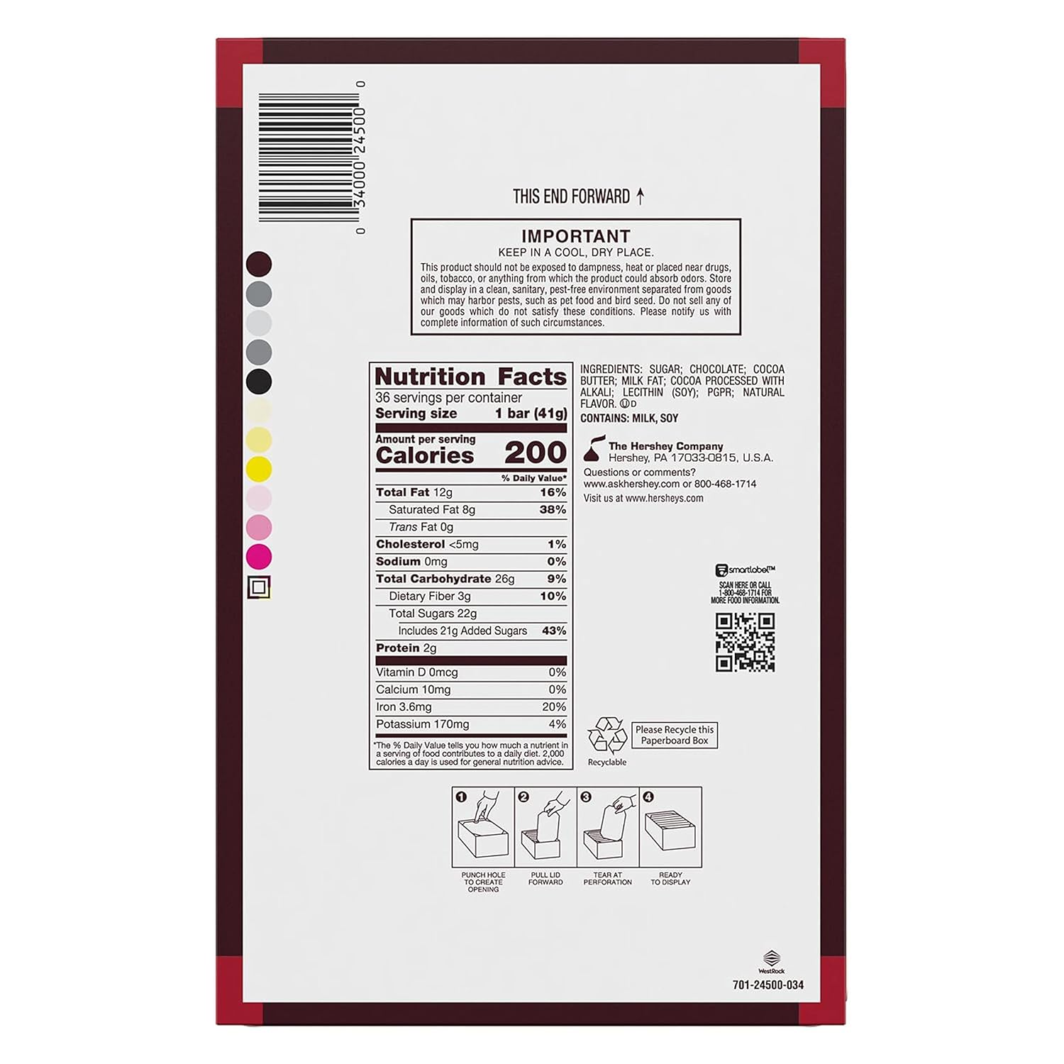 HERSHEY'S SPECIAL DARK Mildly Sweet Chocolate Candy Bars, 1.45 oz (36 Count)