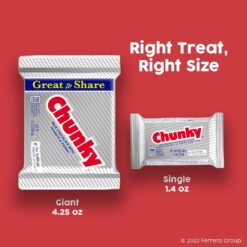 Chunky Bulk 24 Pack, Milk Chocolate with Peanuts and Raisins Individually Wrapped Candy Bars, 33.6 Oz