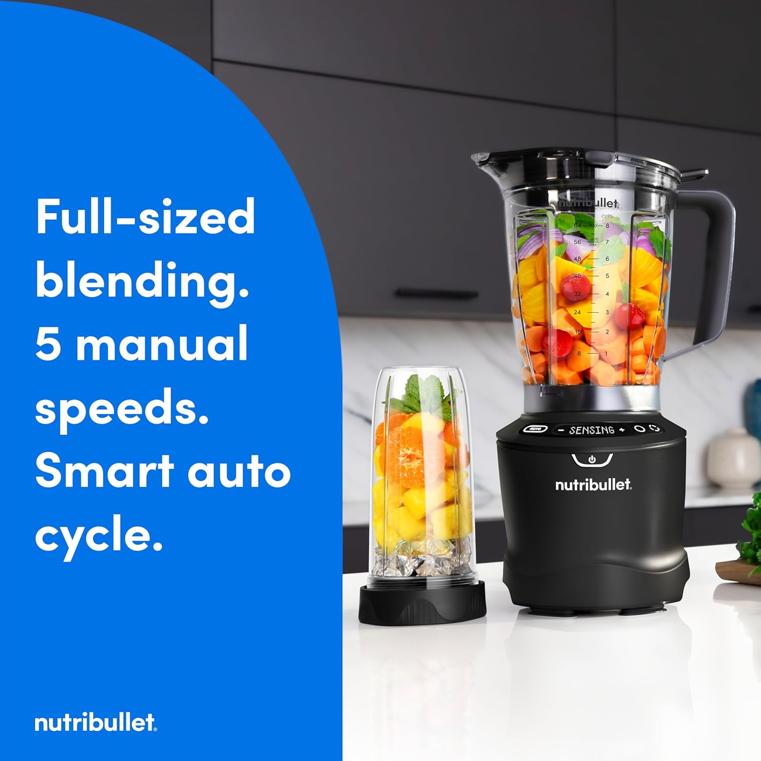 Nutribullet SmartSense Blender Combo, 5-speed blender, 1400 Watt Matte Black