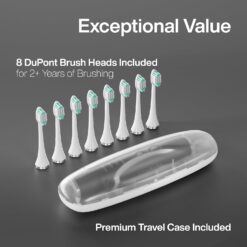 Aquasonic Vibe Series Ultra-Whitening Toothbrush – ADA Accepted Electric Toothbrush - 8 Brush Heads & Travel Case Charcoal Metal