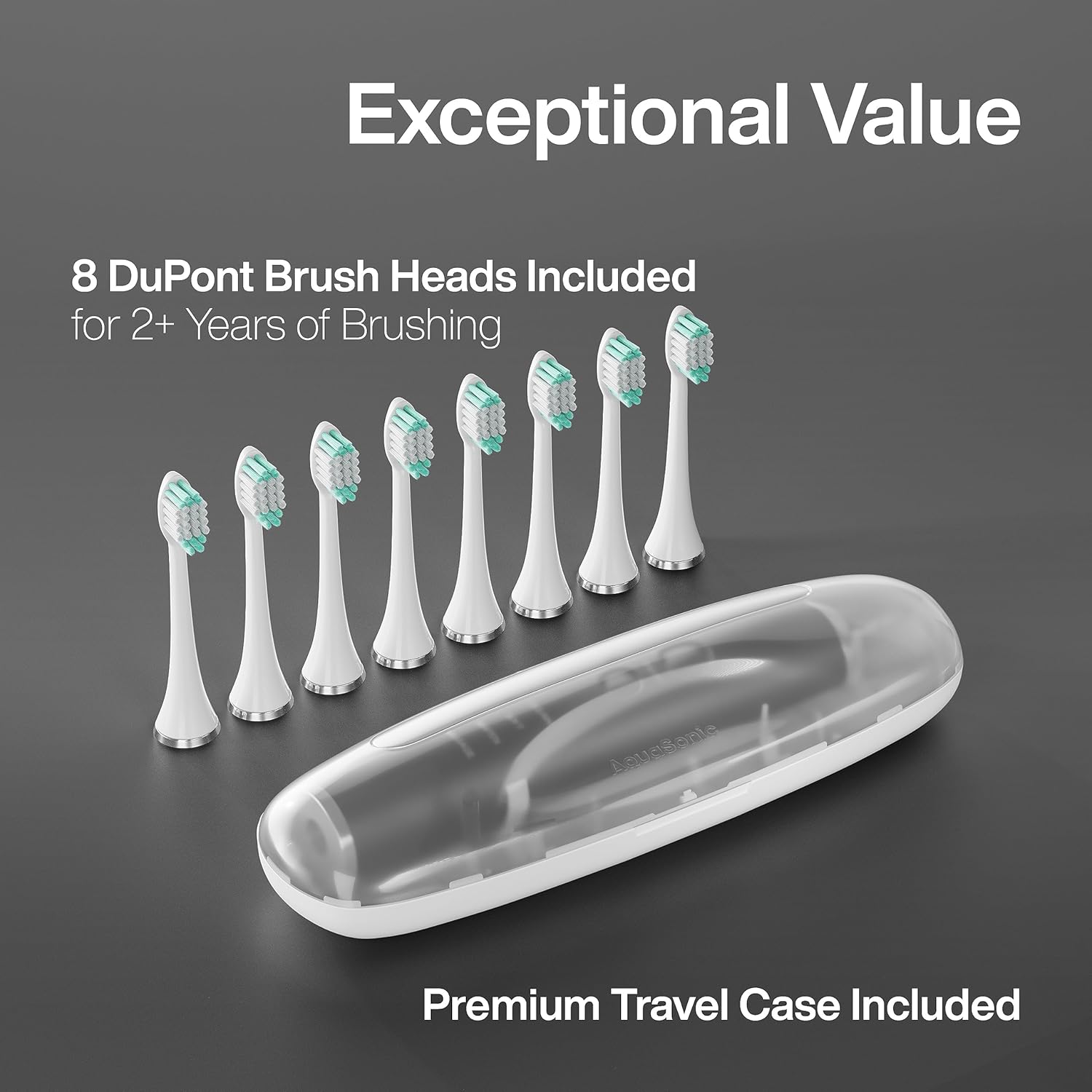 Aquasonic Vibe Series Ultra-Whitening Toothbrush – ADA Accepted Electric Toothbrush - 8 Brush Heads & Travel Case Charcoal Metal