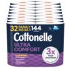 Cottonelle Ultra Comfort Toilet Paper with Cushiony CleaningRipples Texture, 32 Family Mega Rolls