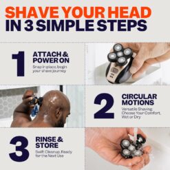 The FlexSeries Electric Head Hair Shaver - Freebird - Ultimate Mens Cordless Rechargeable Wet/Dry Skull & Bald Head Waterproof Razor