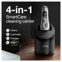 Braun Electric Razor for Men With Precision Beard Trimmer, Rechargeable, Wet & Dry Foil Shaver, Silver, 3 Piece Set