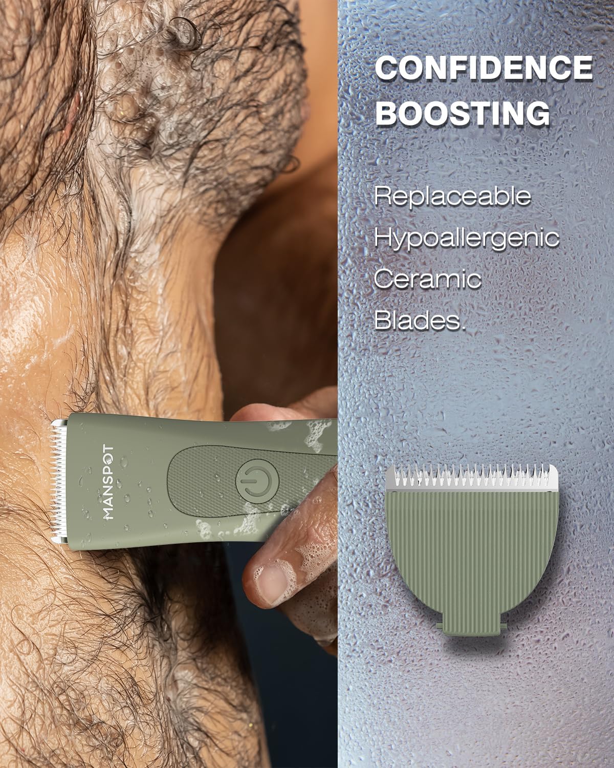 MANSPOT Manscape Pubic Hair Trimmer for Men and Women, Electric Ball Trimmer Pubic Trimmer Shaver, Green